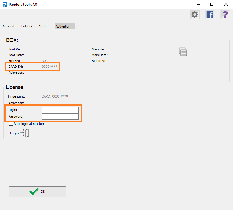 Enter your login and password for Pandora Account